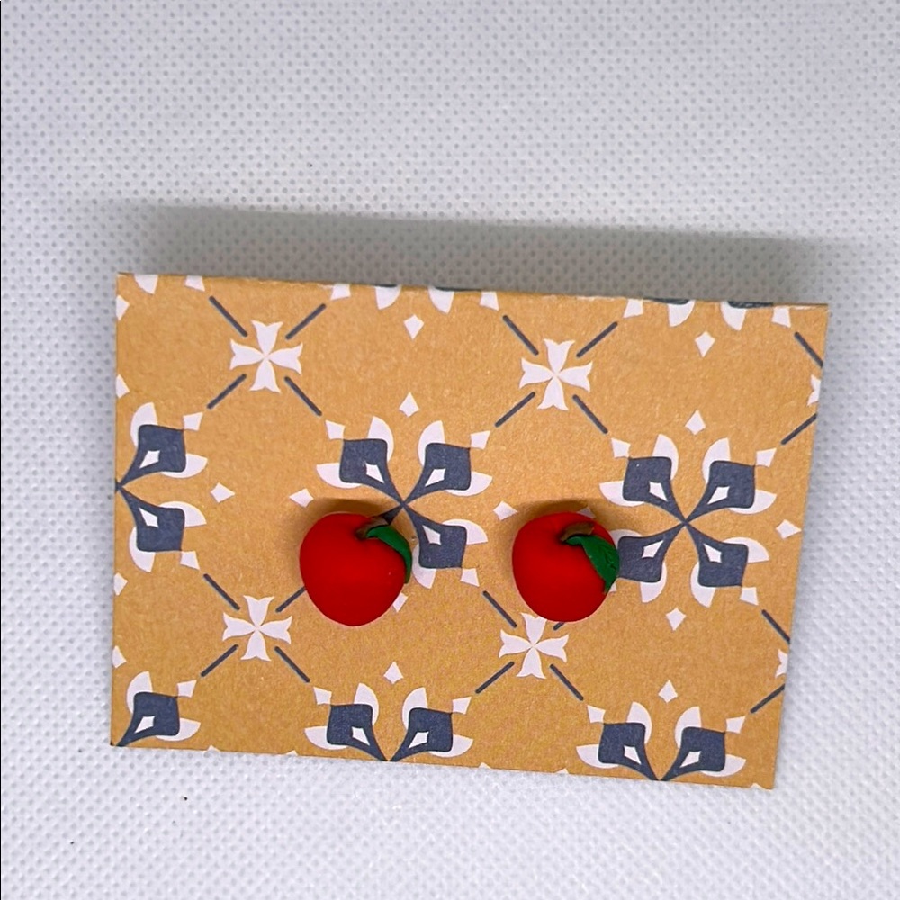 Apple clay earrings